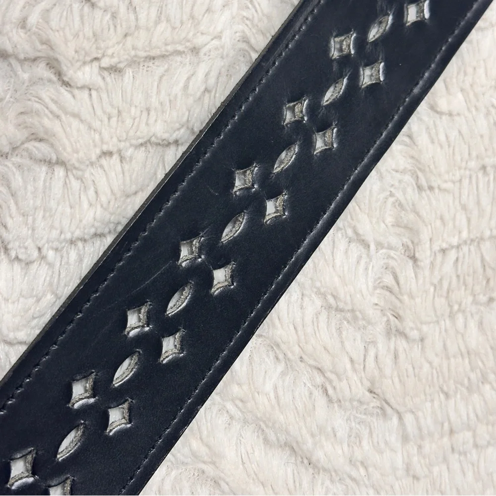 Hickok Black Cowhide Leather Diamond Perforated adjustable Belt   38